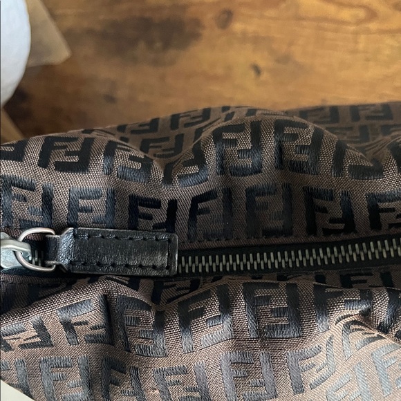 Fendi Brown FF Monogram Shoulder Bag with Black Strap - Picture 9 of 16